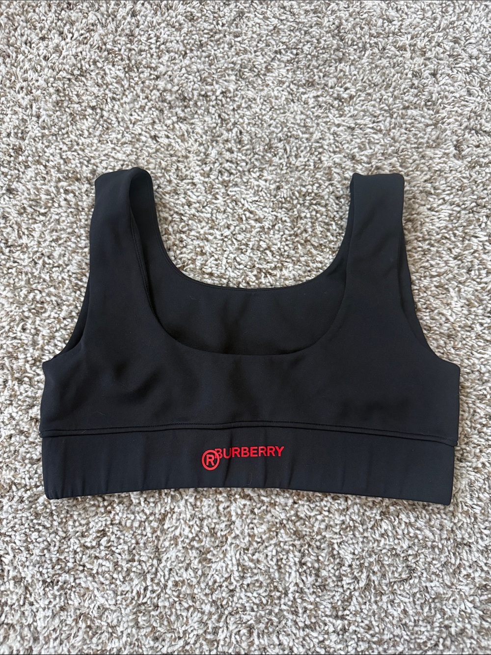 Burberry Black Sports Bralette with Red Logo Band